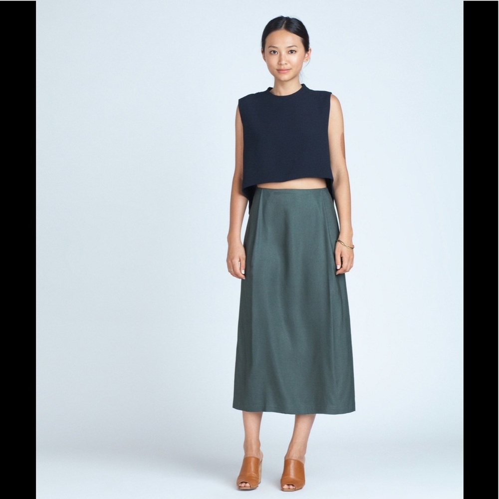 ISO: Kaarem Patches Midi Skirt in Forest Green
